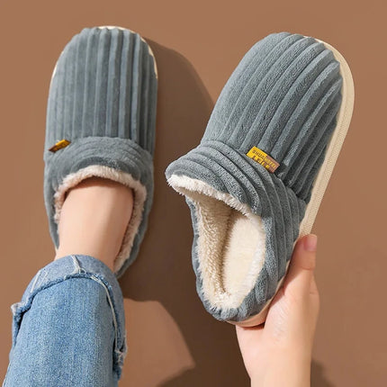 Shevalues Winter Men Slippers Short Plush Men Cotton Boots Indoor Fluffy House Fur Slippers Men Casual Soft Fur Furry Men Shoes