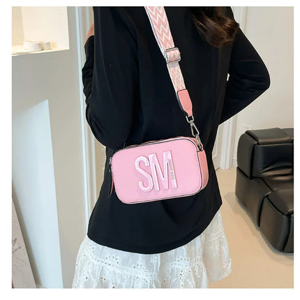 Cross-Border Style Camera Bag Fashionable Retro Women's Shoulder Slant Bag Small Square Bag Street Trend PU Material PlatiNum