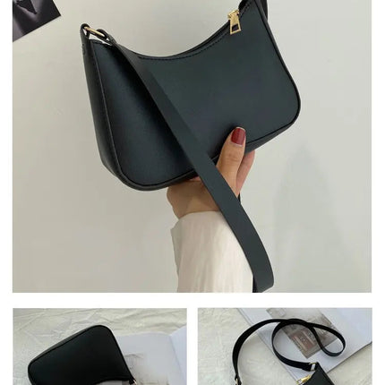 New Women's Fashion Handbags Retro Solid Color PU Leather Shoulder Underarm Bag Casual Women Hobos Handbags sac à main femme PlatiNum