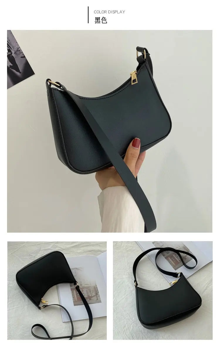 New Women's Fashion Handbags Retro Solid Color PU Leather Shoulder Underarm Bag Casual Women Hobos Handbags sac à main femme PlatiNum