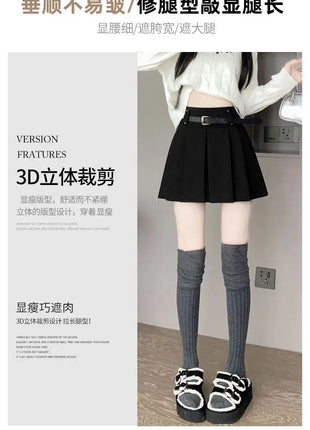 Autumn and Winter 2025 New High-waisted A-line Skirt College Style Sweet Versatile Woolen Pleated Skirt PlatiNum