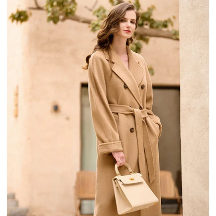 DUTRIEUX Women's Coat Double-sided 10% Cashmere 90% Wool Women's Long Coat Jacket, 2025 Winter New Long Cashmere Coat Women