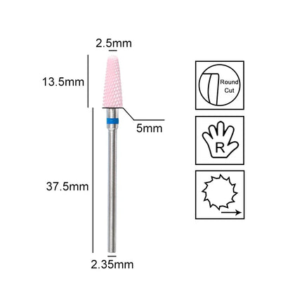 Pink Ceramic Carbide Nail Drill Bits Milling Cutter For Gel Polish Remover Electric Nail Machine Polishing Peeling File Home Salon Manicure Pedicure Accessories