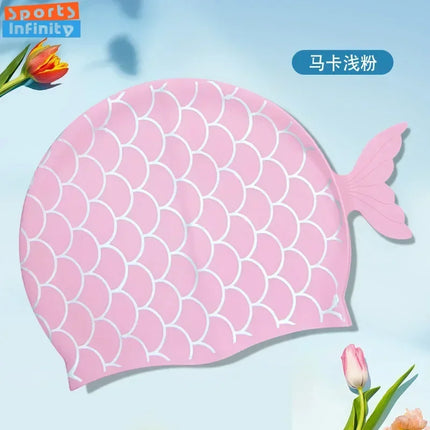 Cuffia da nuoto per bambini Cuffia da nuoto allargata in silicone impermeabile a squame di pesce carino per accessori da nuoto per ragazze dei ragazzi