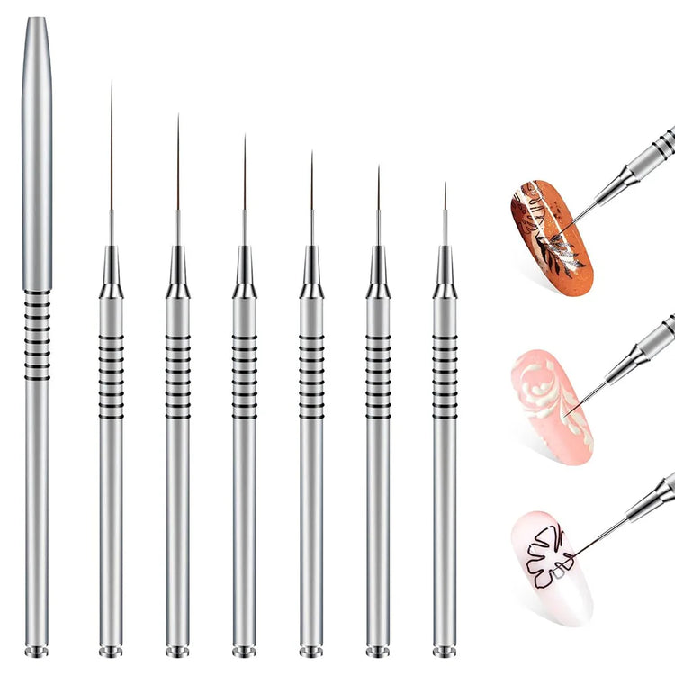 6 Size Nail Art Liner Brushes 5/7/9/11/20/25mm Painting Nail Art Brush Dotting Drawing Tool Long Lines Thin Details Manicure Pen