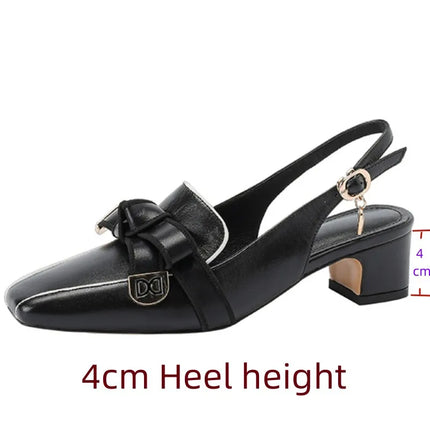 【JOCHEBED HU】2026 New Summer Retro Women's High Heels Thick Heel Square Toe Back Empty Shoes Trend 33-46
