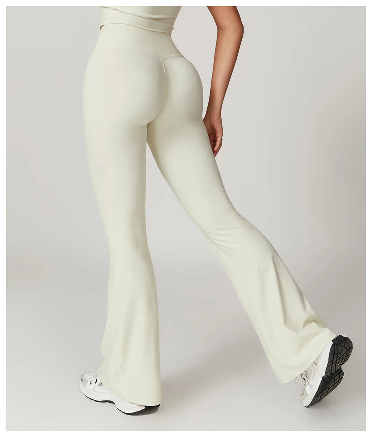 Flare Leggings Yoga Pants Women Bell-bottoms Yoga Tights High Waist Fitness Pants Stretch Gym Workout Sports Push Up Leggings PlatiNum