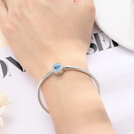 Nuovo Bracciale Originale in Argento 925 con Quadrifoglio Portafortuna e Catena a Serpente, Adatto per Gioielli Fai-da-Te da Donna PlatiNum