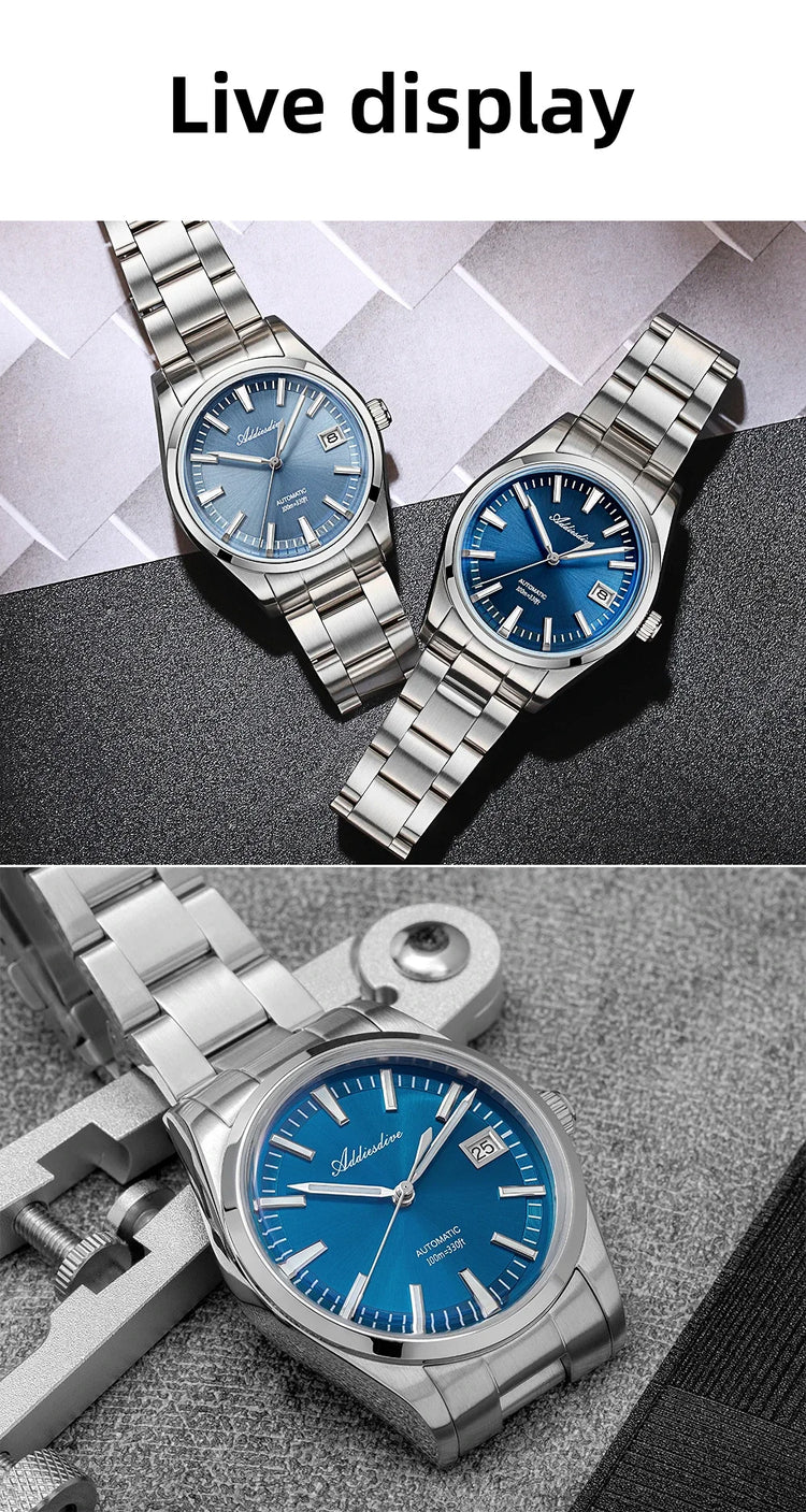 ADDIESDIVE Luxury Classic Automatic Watch Waterproof AR Coated Calendar Display Mechanical Watches Luminous AD2077 Reloj Hombre