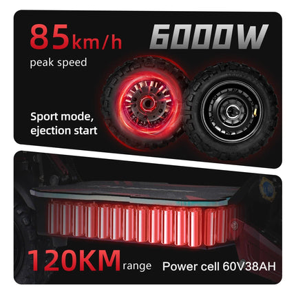 Monopattino Elettrico BOYUEDA S5 6000W Doppio Motore 60V38AH Autonomia 120KM Velocità 85KM/H NFC App Intelligente Luci RGB Ruote da 11 Pollici Fuoristrada per Adulti platinumshop