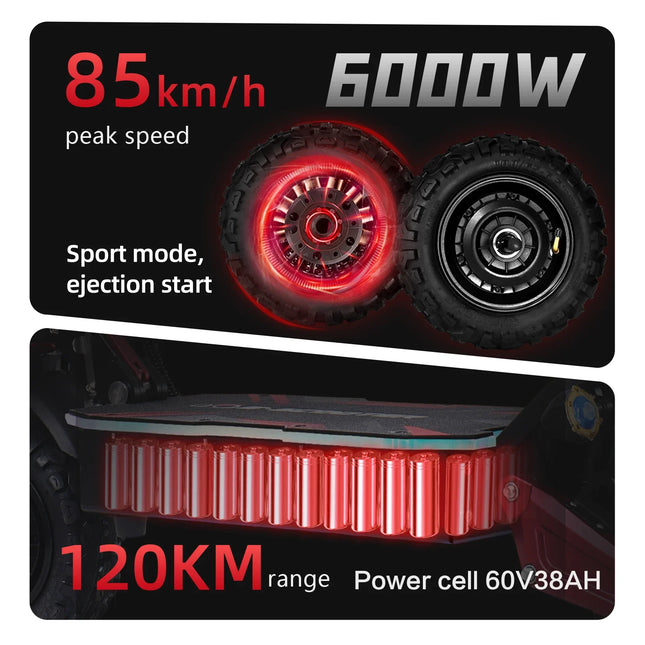 BOYUEDA S5 6000W Scooter Elettrico Doppio Motore 60V38AH 120KM Gamma 85KM/H NFC Smart App Luci RGB 11 Pollici Fuoristrada Per Adulti EScooter