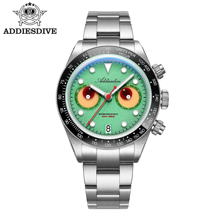 ADDIESDIVE Luxury Men's Watch AD2557 VK64 Quartz Chronograph 40mm Ceramic Bezel BGW9 Luminous 100M Waterproof Fashion Watch