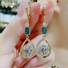 Korean Fashion Zircon Water Drop Earrings for Women Shiny Crystal Long Pendant Dangle Earring Girls Wedding Party Jewelry Gifts PlatiNum