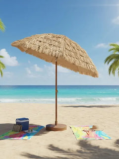 Ombrellone Tiki con Tetto in Paglia Stile Hawaiano Tropicale 30 °   Ombrellone da Esterno Multi-Angolo con Palo in Metallo Rimovibile per Spiaggia, Giardino e Patio