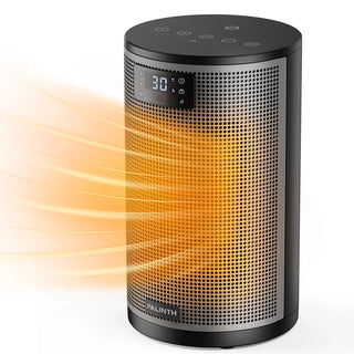 Portable Electric Heater 1500W PTC Ceramic Space Heater 10inch Instant Warmth Quiet Air Blower Fan V0-Grade Fireproof Materials Overheat Protection Tilting Protection Home Appliance for Bedroom Office Desk Indoor
