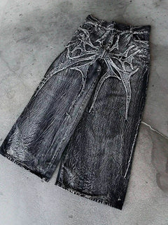 Y2K Retro Oversize Baggy Pantaloni lavabili unisex Phantom Jeans Uomo High Street Spider Toppa ricamata Hip Hop Streetwear Gotico