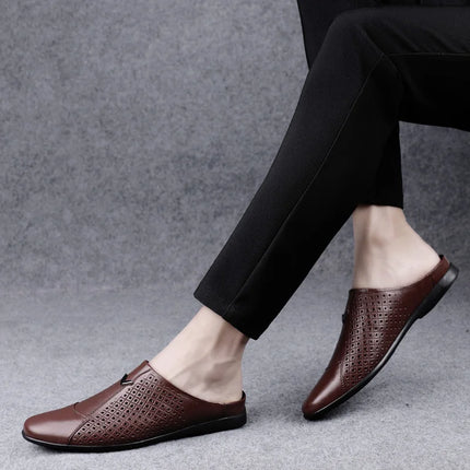 2024 Adulto Estate Mezza Trascinare Piselli In Pelle Mens Scarpe Da Guida Penny Mocassini da Uomo Mocassini Uomo Muli Tenis Masculino Bianco