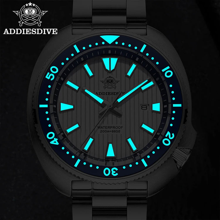 ADDIESDIVE New 200M Waterproof Quartz Watch Sapphire Crystal BGW9 Luminous Ceramic Bezel Stainless Steel Diving Watch AD2507