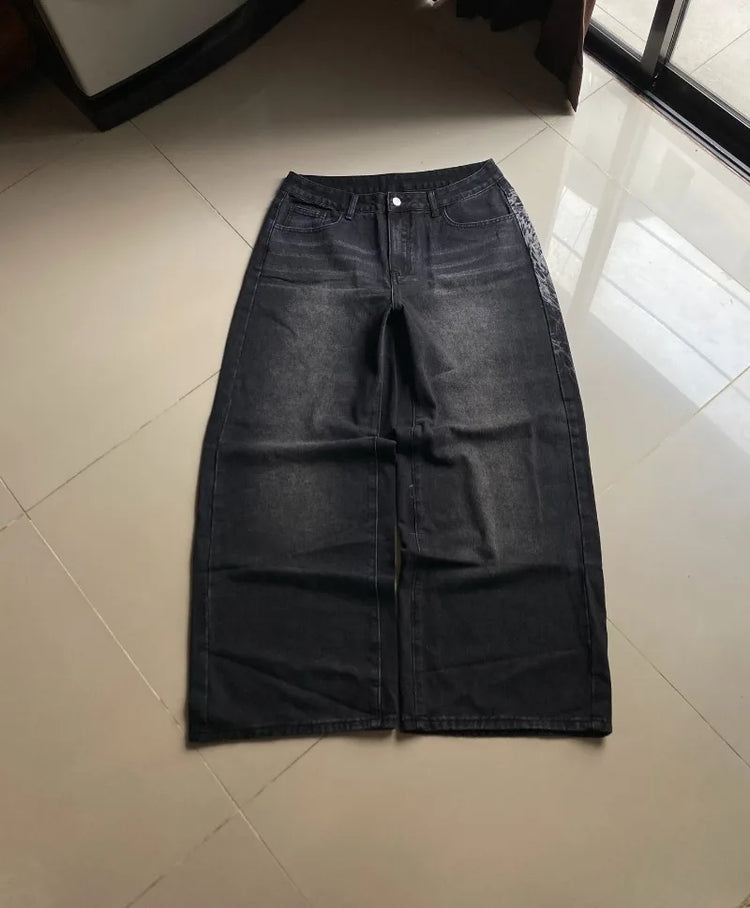Jeans Baggy Oversize Y2K con Stampa Americana, Stile Harajuku Hip Hop, Pantaloni Larghi Casual da Donna