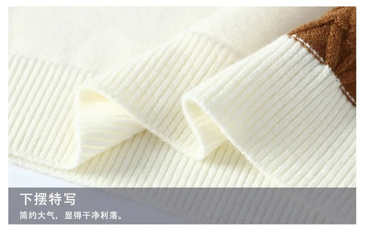Thorn Style Spliced Knitted Sweater 2025 Fashionable High Street Autumn Winter Warm Men's Top Hip-hop Streetwear Fishing Sports