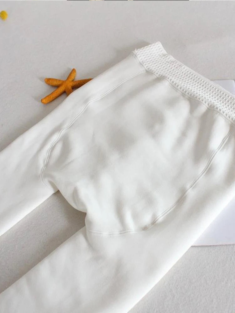 Women Winter Leggings White High Waist Tight Warm Legging Workout Thick Thermal Pantyhose Sexy Elasticity Fleece Stocking Female PlatiNum