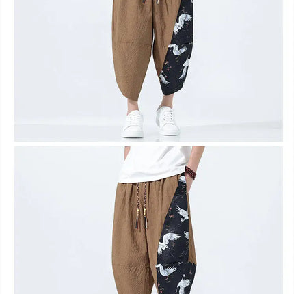 Pantaloncini estivi da uomo stile giapponese retrò comodi pantaloni da spiaggia traspiranti da uomo cintura elastica pantaloni casual Harun larghi e sottili