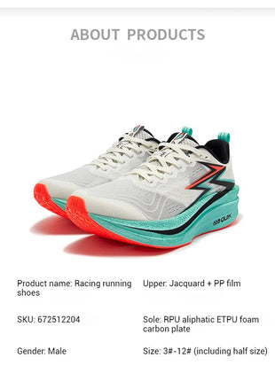 361 Degrees Flame 4.0 MIX Men Running Shoes Carbon Plate Racing Marathon Stable Rebound Wear-resistant Male Sneakers 672512204 PlatiNum