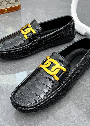 Scarpe Casual da uomo in pelle verniciata di alta qualità scarpe da guida di marca mocassini con motivo a coccodrillo maschile per scarpe basse mocassino da uomo