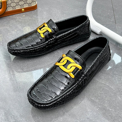 Scarpe Casual da uomo in pelle verniciata di alta qualità scarpe da guida di marca mocassini con motivo a coccodrillo maschile per scarpe basse mocassino da uomo