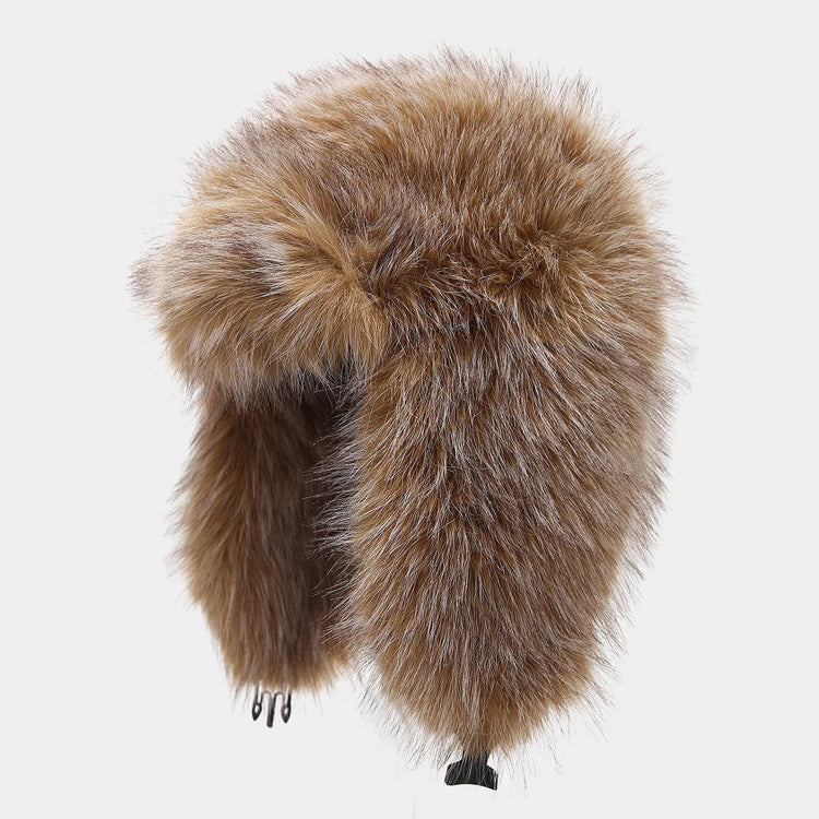 Women's Korean Style Imitation Fox Fur Lei Feng Cap Winter Thick Plush Ear Protection Hat for Outdoor Snow Cold And Warmth