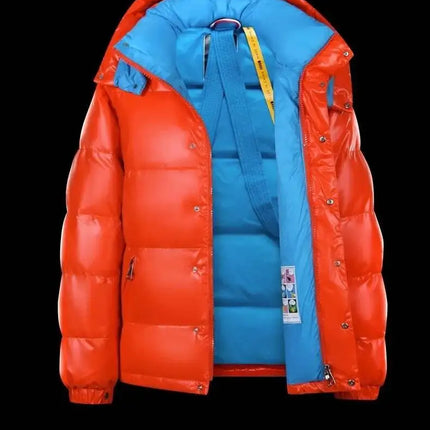 New Winter Shiny Jackets, Men's Short Trendy Brand Hooded Thickened And Warm Outerwear 90% White Duck Down