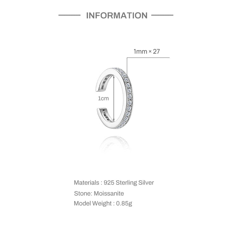 CANNER 1PC 6/7/8/9mm Moissanite 925 Sterling Silver Hoop Earrings Women Round Circle Piercing Earings Personalized Fine Jewelry PlatiNum