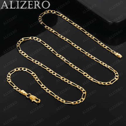 ALIZERO 18K Gold 4MM Figaro Chain Necklace For Women Men Fashion Hip Hop Punk Necklaces Jewelry Wholesale 40-75cm PlatiNum