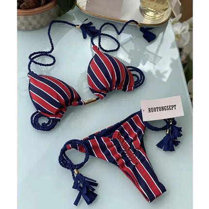 Nuovo Costume da Bagno Sexy da Donna, Set Bikini all'Uncinetto a 2 Pezzi, Triangolare Brasiliano, Push-Up, per Spiaggia Estiva PlatiNum