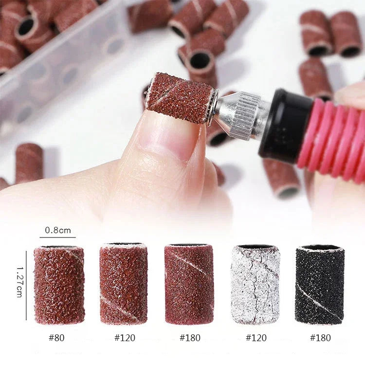 Nail Sanding Ring Bands 80/120/180/240 Grit Electric Manicure Drill Grinding Heads UV Gel Polish Removal Pedicure Abrasive Tools 2028