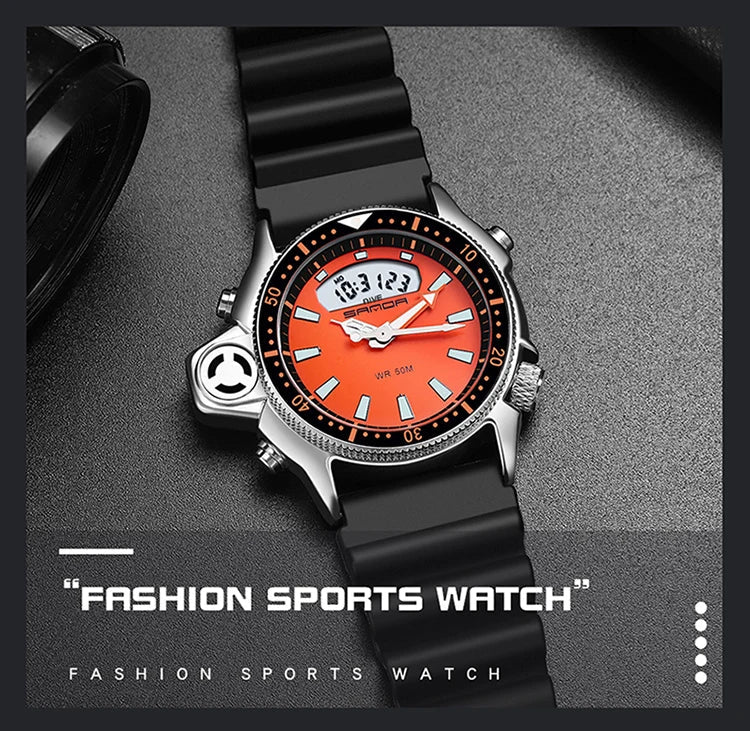 SANDA Sport orologio digitale al quarzo da uomo orologi subacquei creativi orologio da uomo con allarme impermeabile orologio con doppio Display Relogio Masculino platinumshop