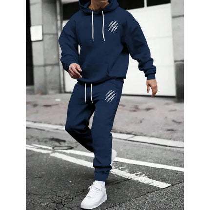Men's sports suit, sports fashion print set, men's hoodie, women's suit, plush hoodie, solid color hoodie, casual wear PlatiNum