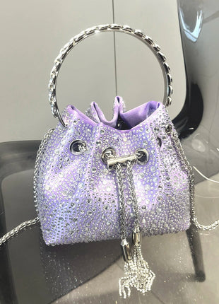 Handle Rhinestones Evening clutch Bag Purses and handbag luxury Designer shoulder bag Shiny Crystal Clutch purse bucket bag PlatiNum