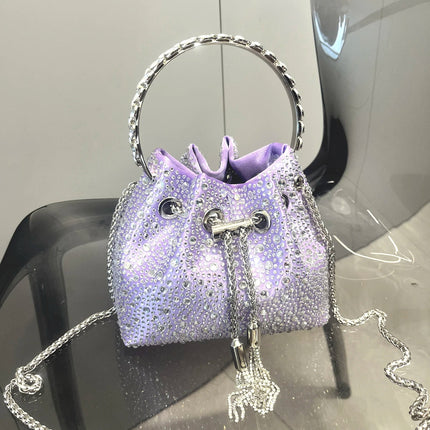 Handle Rhinestones Evening clutch Bag Purses and handbag luxury Designer shoulder bag Shiny Crystal Clutch purse bucket bag PlatiNum