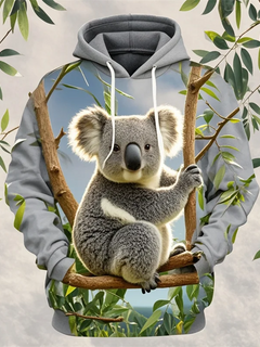 New Cute Koala 3D Print Sweatshirt For Men Women Casual Animal Graphics Pullovers Streetwear Casualfashion Long Sleeve Hoodie