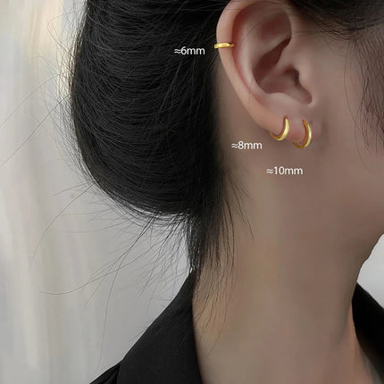 2 pezzi piccoli orecchini a cerchio piccoli Huggie in acciaio inossidabile per le donne cerchio rotondo punk unisex orecchini rock gioielli penetranti della cartilagine PlatiNum