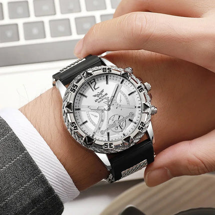 Set di 3 orologi sportivi da uomo alla moda, orologi da polso da uomo con quadrante grande e cinturino in silicone, Reloj Hombre (senza scatola) platinumshop