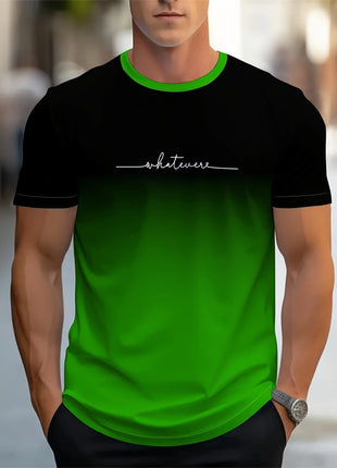 T-shirt homme imprimé lettre d'été T-shirt homme respirant confortable simple col rond Sport de plein air décontracté