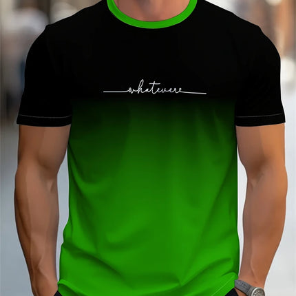 Men's Summer Letter Pattern Printed T-shirt Breathable Comfortable Simple Round Neck Men's T-shirt Outdoor Sports Casual Top