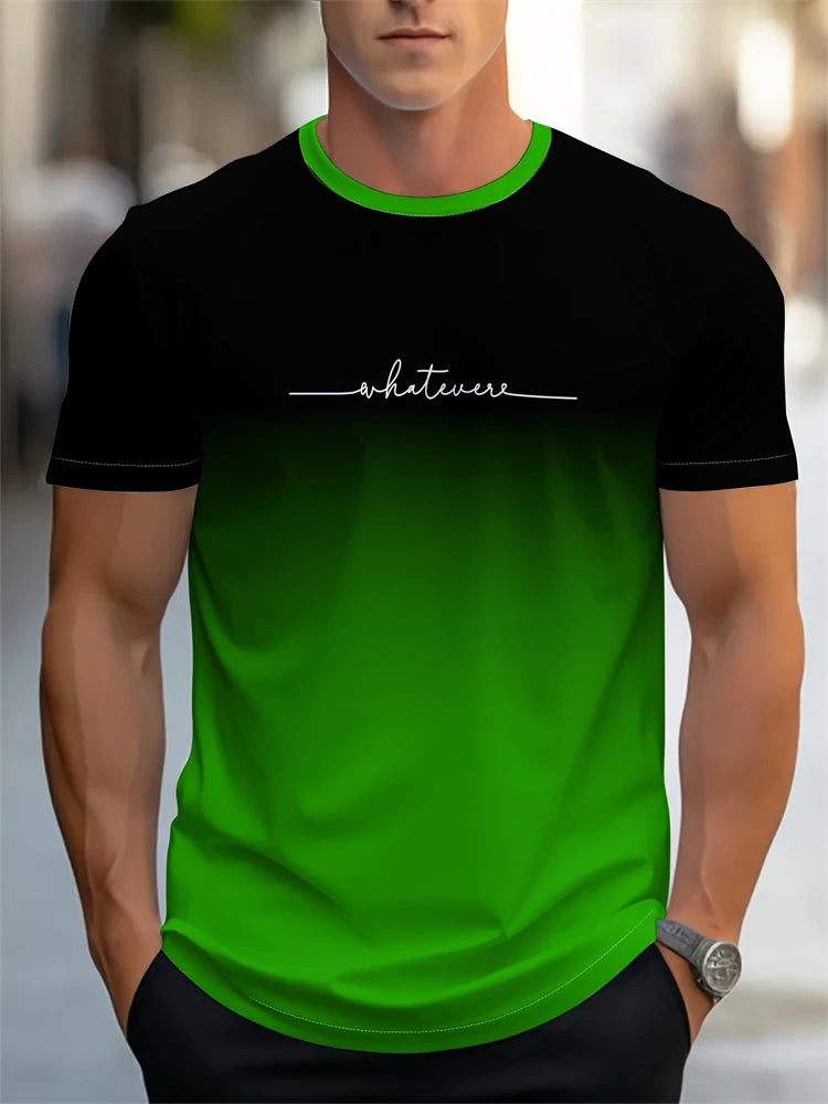 T-shirt stampata con motivo a lettera estiva da uomo T-shirt da uomo traspirante comoda semplice girocollo Sport all'aria aperta Top casual