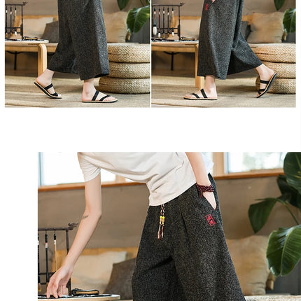 Pantaloni Kimono stile giapponese Pantaloni da bagno da uomo Samurai giapponese Harajuku Pantaloncini da uomo larghi casual Yukata Pantaloni a gamba larga Plus Size 5XL