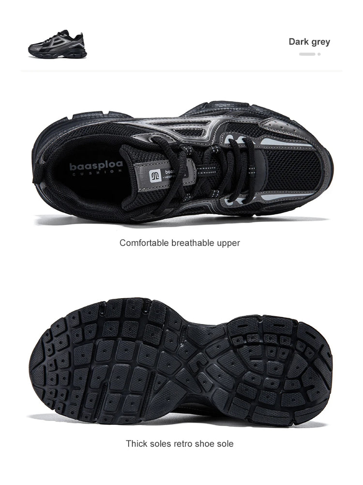Baasploa Scarpe da corsa retrò da donna Scarpe da jogging sportive con lacci in rete da esterno Scarpe casual leggere e traspiranti antiscivolo da donna