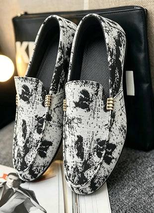 Mocassini stampati alla moda per uomo, scarpe basse estive traspiranti, scarpe casual da uomo, comode scarpe da guida antiscivolo, scarpe slip-on da uomo