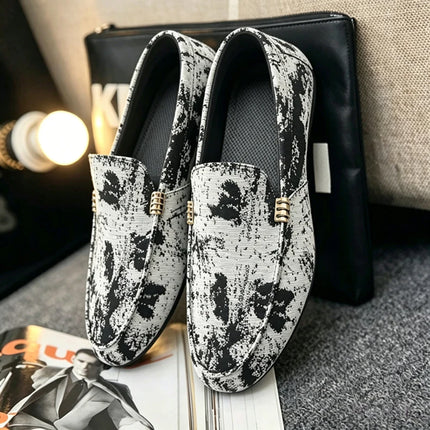 Mocassini stampati alla moda per uomo, scarpe basse estive traspiranti, scarpe casual da uomo, comode scarpe da guida antiscivolo, scarpe slip-on da uomo