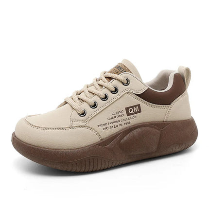 New Women's Shoes 2024 Spring Thick Sole Elevated Shoes Sports Shoes Women's Shoes Student Street Casual Board Shoes PlatiNum